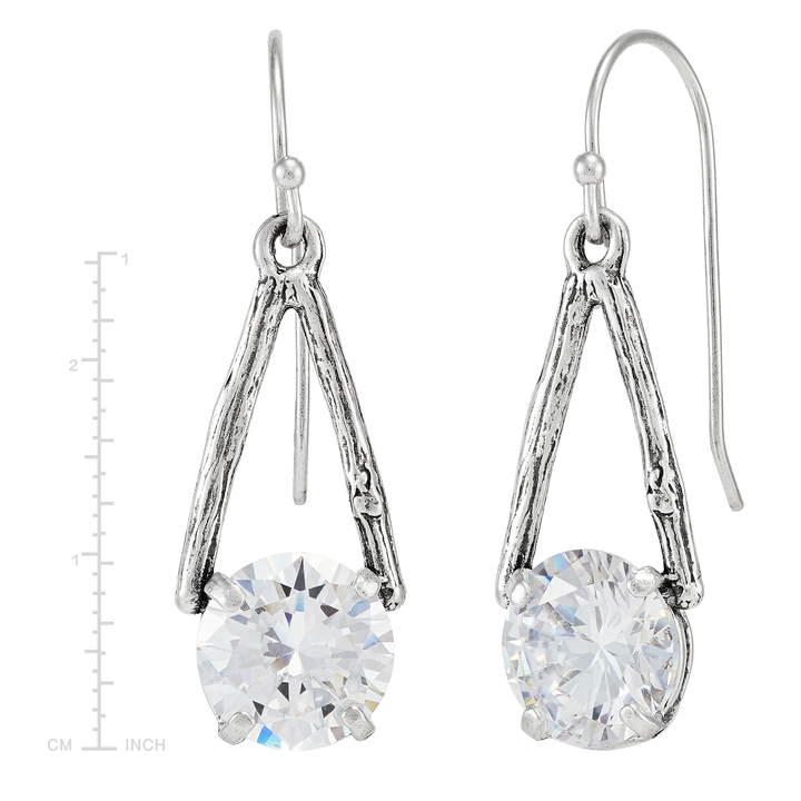 'Rue' Sterling Silver Cubic Zirconia Drop Earrings