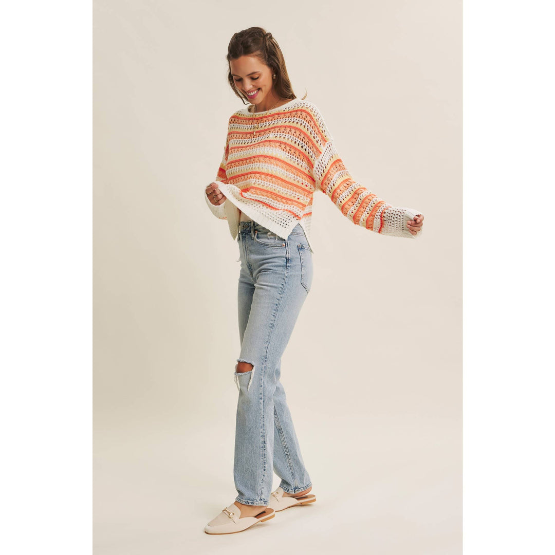 Bright Multi Stripe Crochet Top