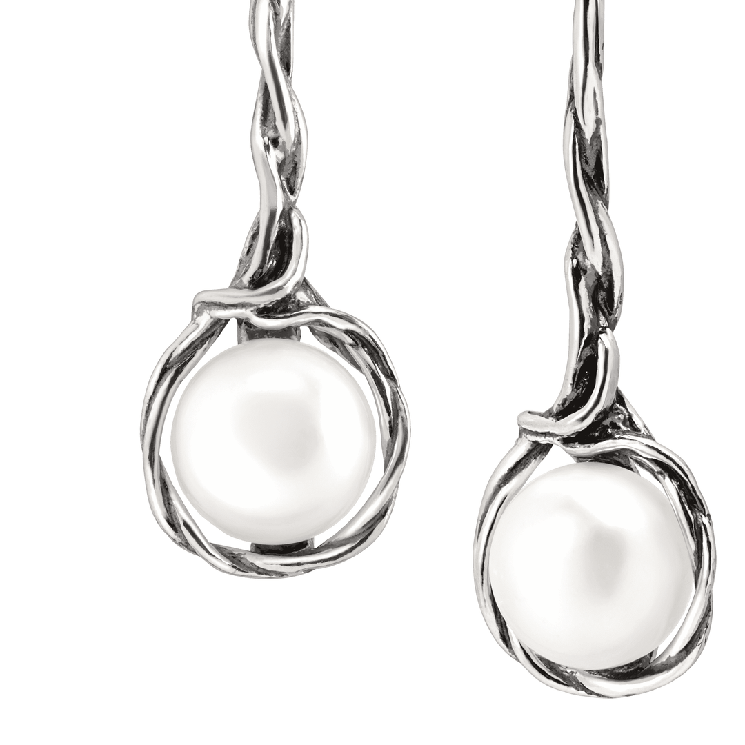 'Intertwining Vines' Twist Silver Earrings