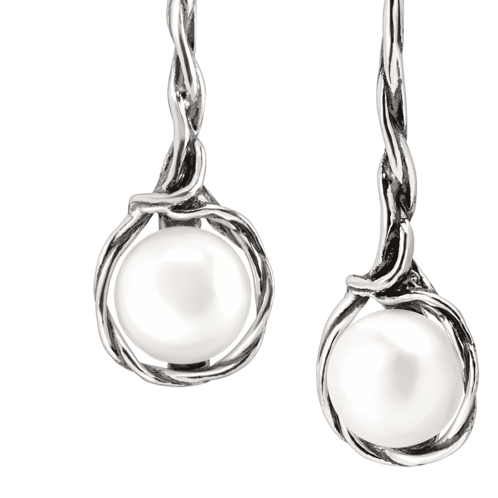 'Intertwining Vines' Twist Silver Earrings