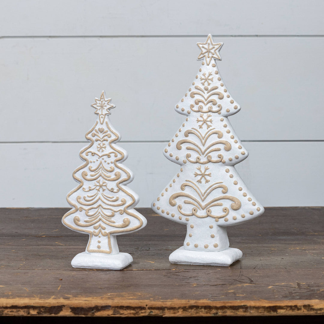 11.75" White Gingerbread Tree – Holiday Tabletop Décor