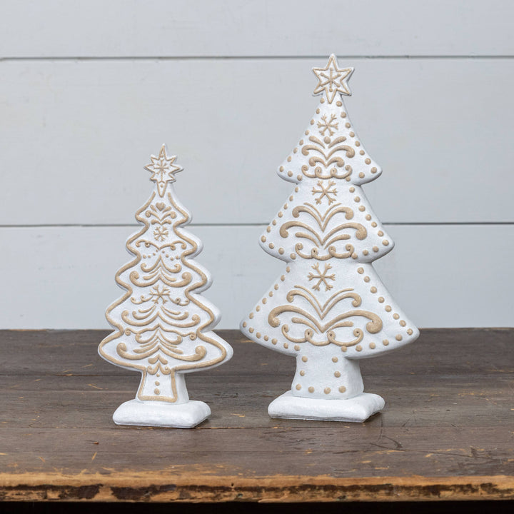 11.75" White Gingerbread Tree – Holiday Tabletop Décor