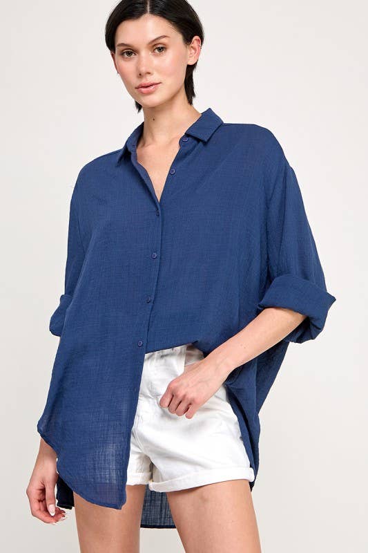 WASHED SUPER SOFT SEE THROUGH BUTTON DOWN SHIRTS