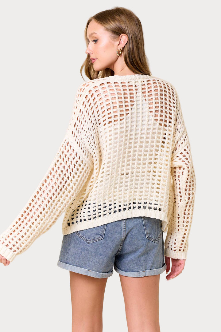 Crochet Fishnet Open Cardigan