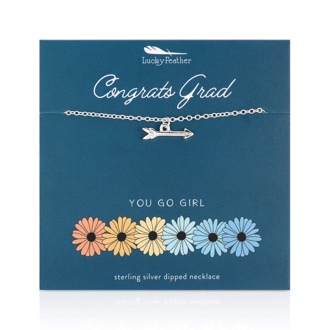 Graduation arrow necklace with “You go girl” message card