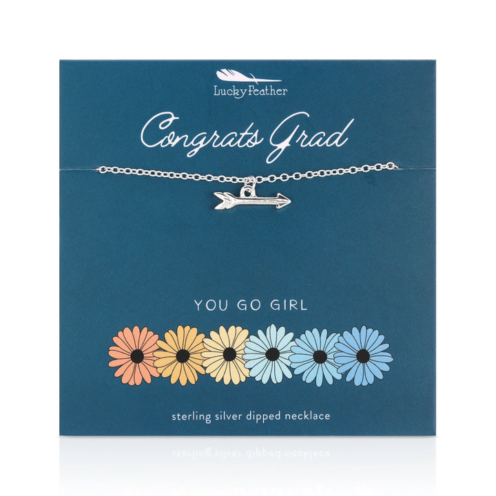 Graduation arrow necklace with “You go girl” message card