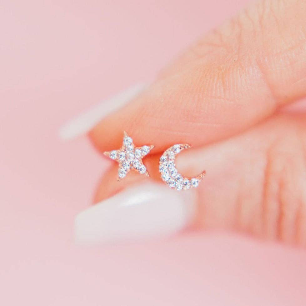 Mini Pavé Moon + Star