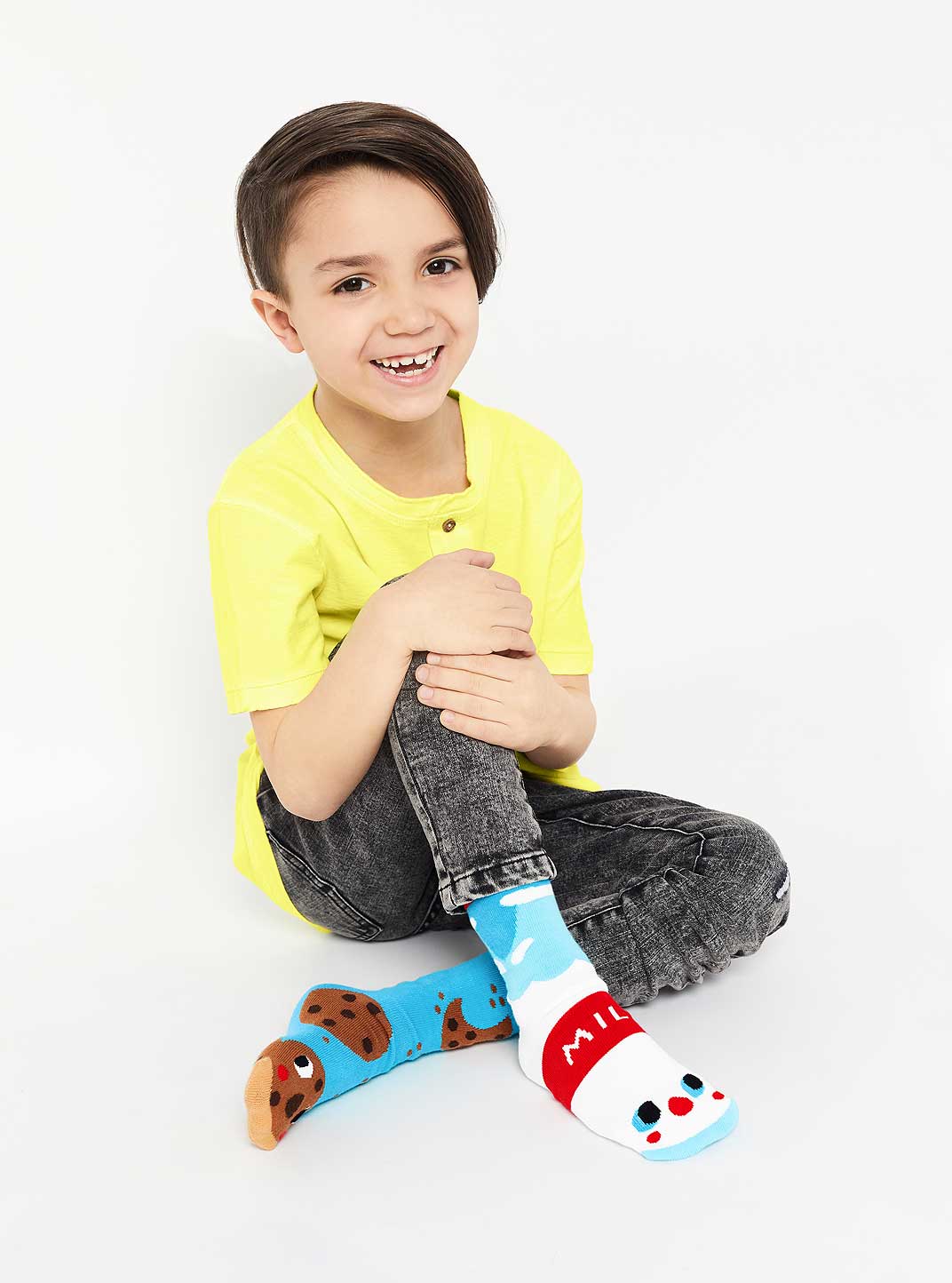 Milk & Cookies Non-Slip Mismatched Socks for Kids