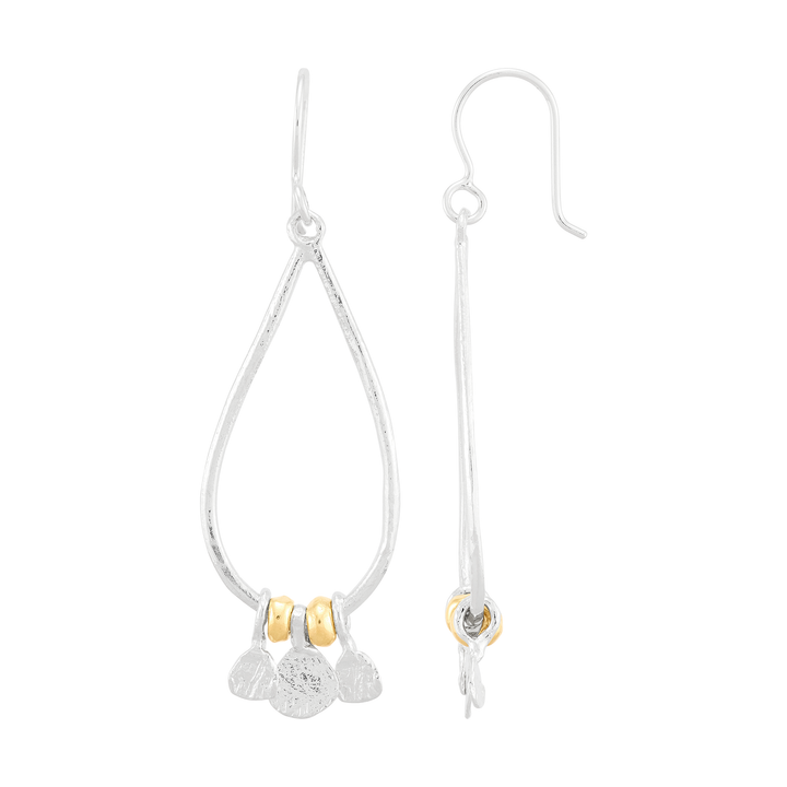 'Golden Tears' Sterling Silver with 14K Yellow Gold Plating Drop Earring