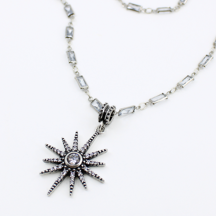 Breathe Crystal Starburst Station Chain Necklace