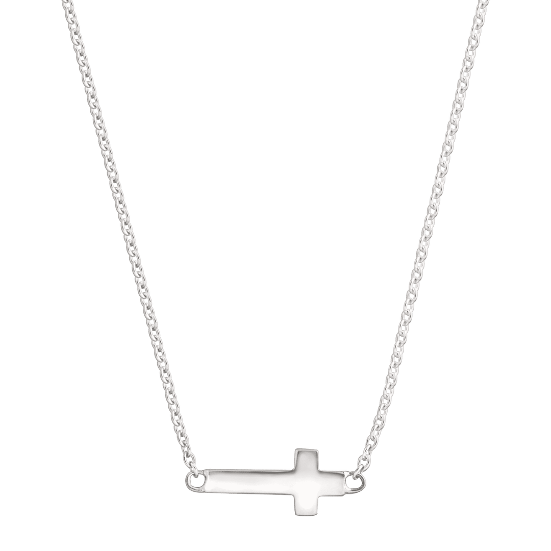 'Simplex Cross' Horizontal Cross Necklace in Sterling Silver
