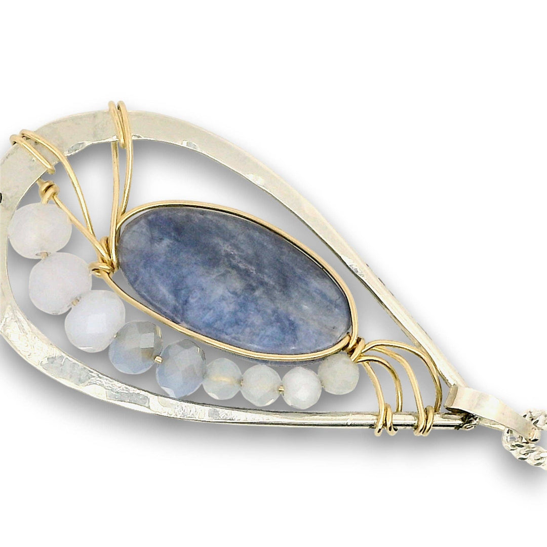 Washed Denim Blue Kyanite Pendant Necklace