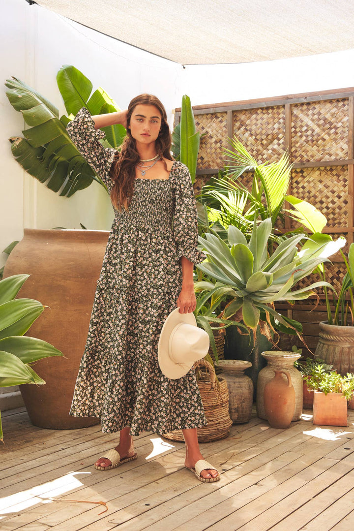 Floral Smocked Dress w/ Tiered Ruffles