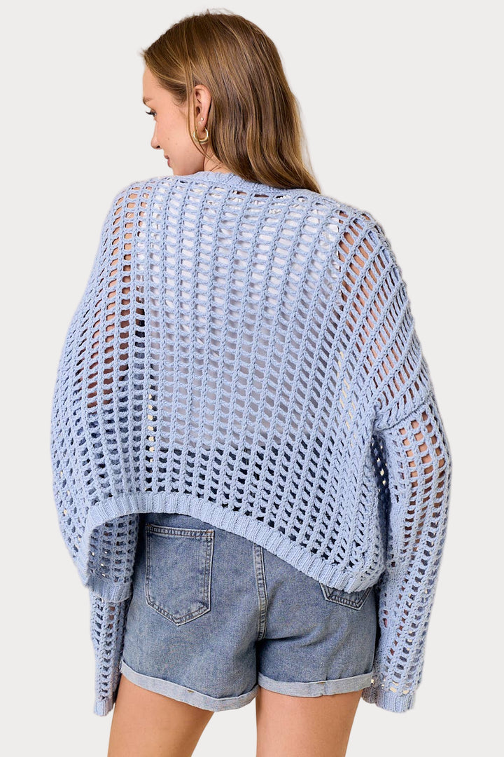 Crochet Fishnet Open Cardigan
