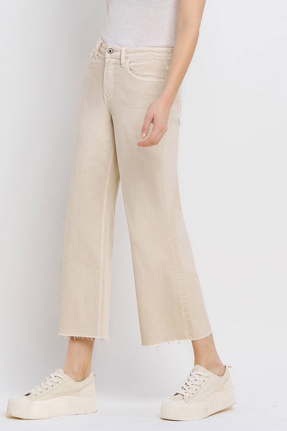 White Swan - High Rise Crop Wide Leg Jeans