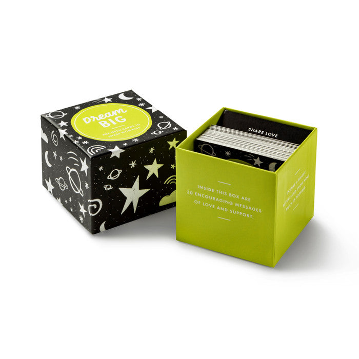 Cardbox with 'Dream Big' on a white background