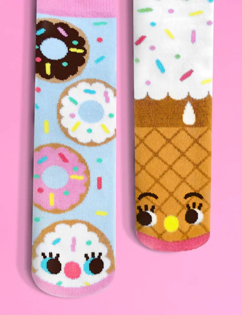 Donut & Ice Cream Mismatched Non-Slip Kids Socks