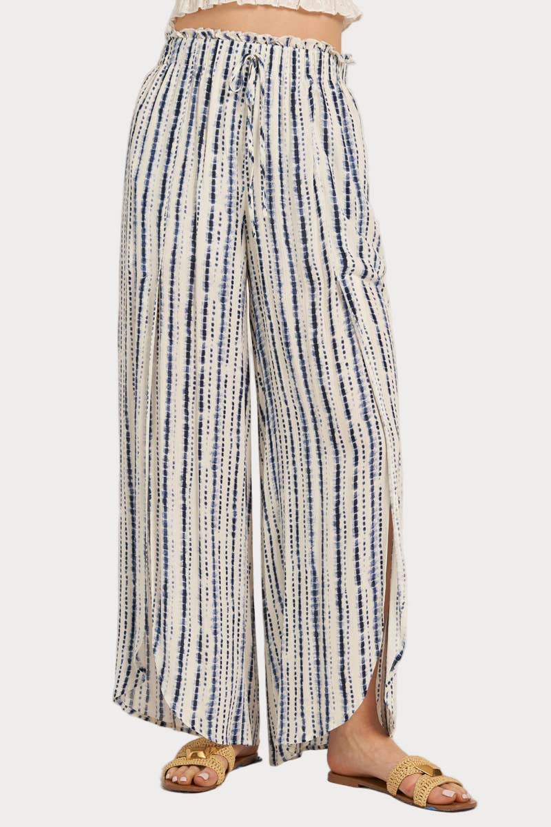 Front Slit Striped Pants