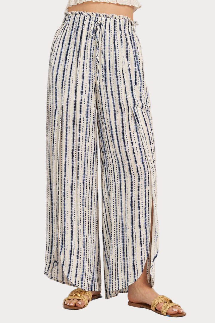 Front Slit Striped Pants