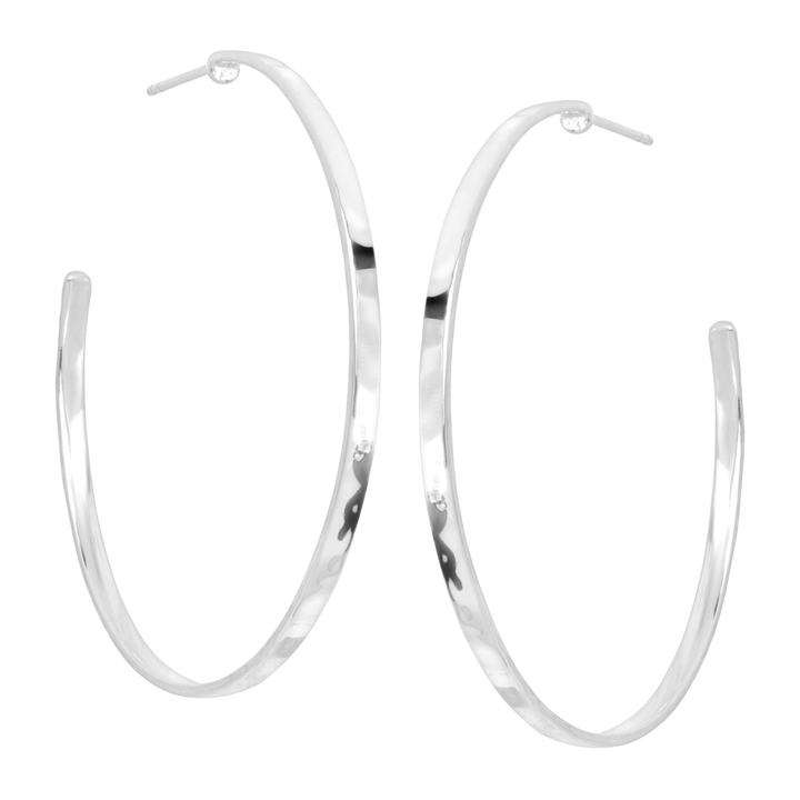 'Circle Up' Hammered Hoop Earrings in Sterling Silver