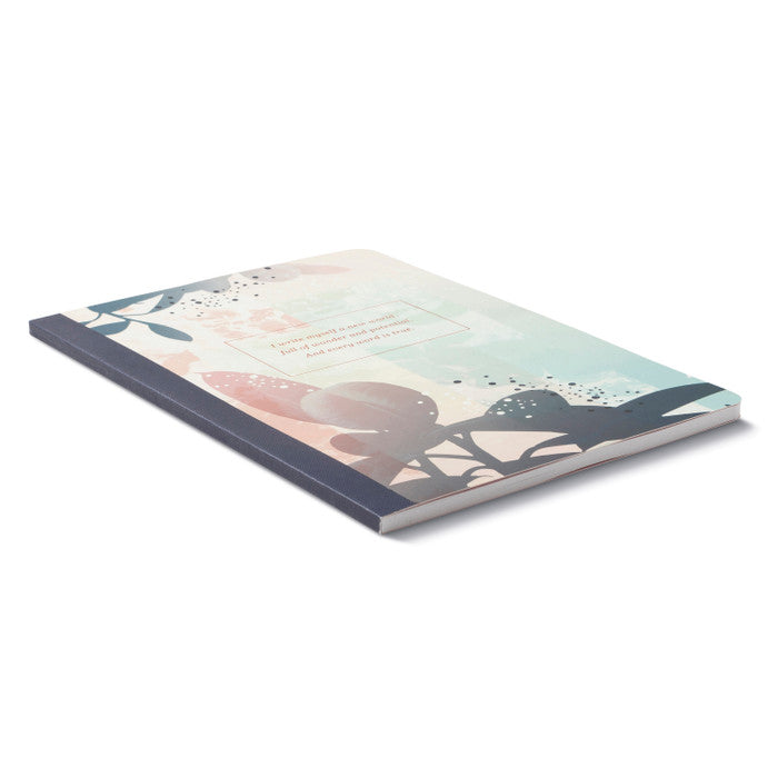 Notebook with a floral design on a white background