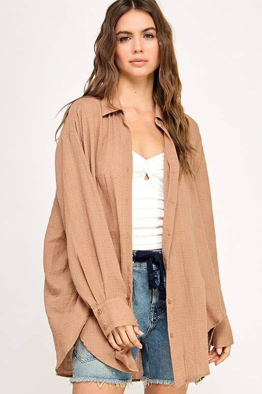 WASHED SUPER SOFT SEE THROUGH BUTTON DOWN SHIRTS