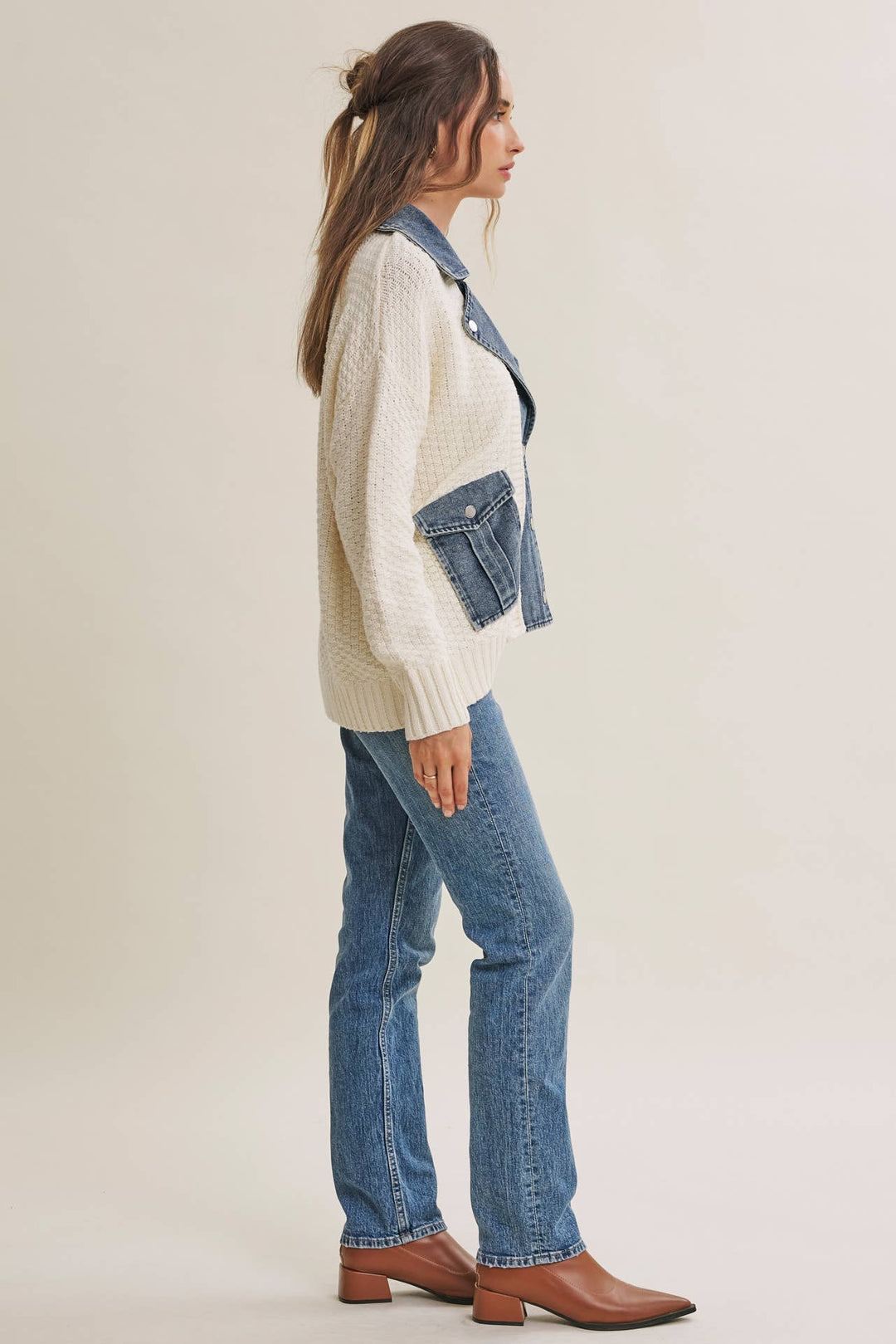 The Blake Mixed Media Denim Cardigan