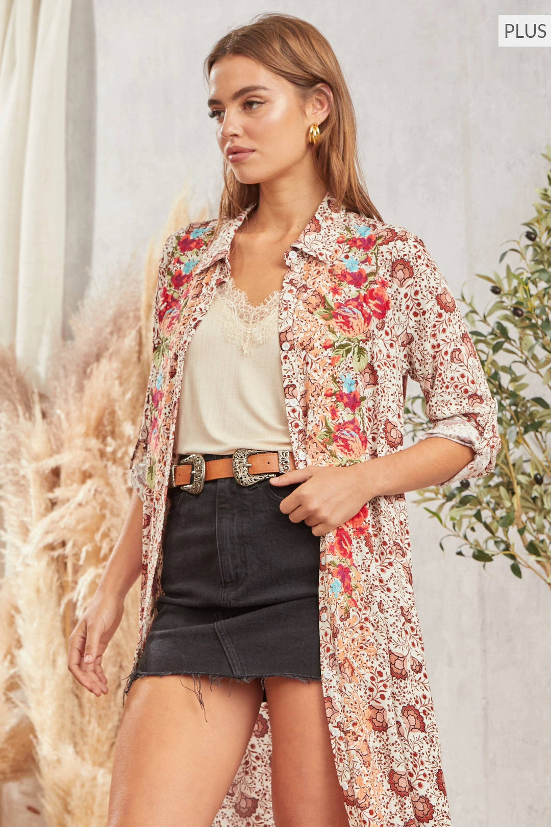 Plus Size Button down print maxi shirt dress