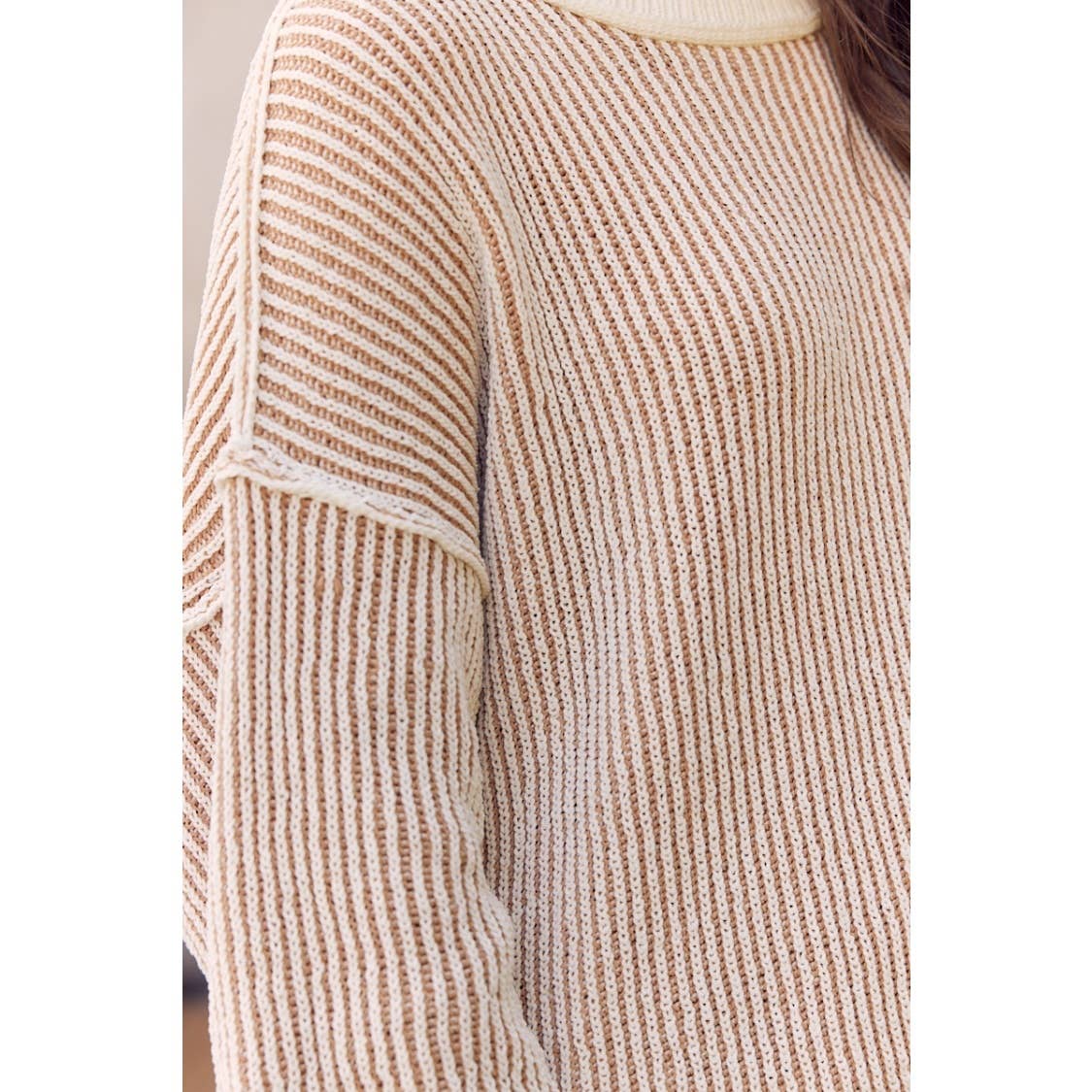 SUPER SOFT TWO TONE CREWNECK SWEATER