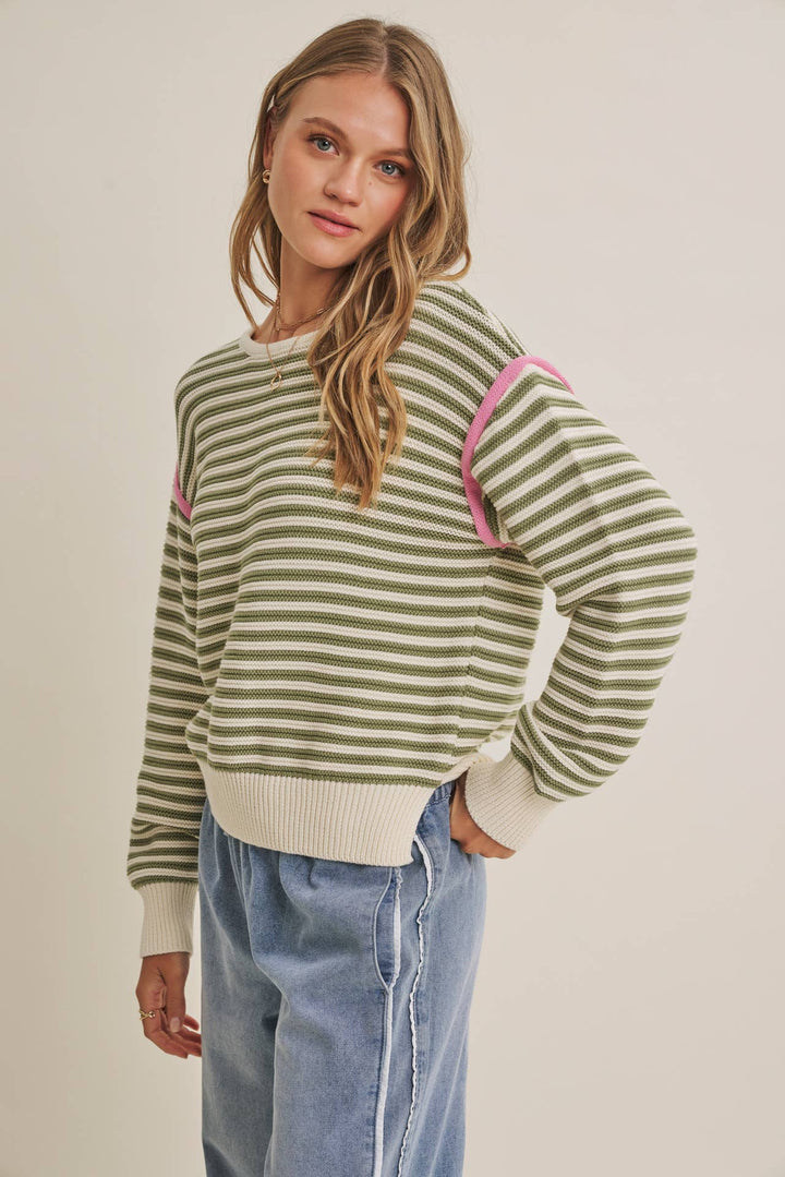 The Harper Contrast Stripe Cotton Sweater