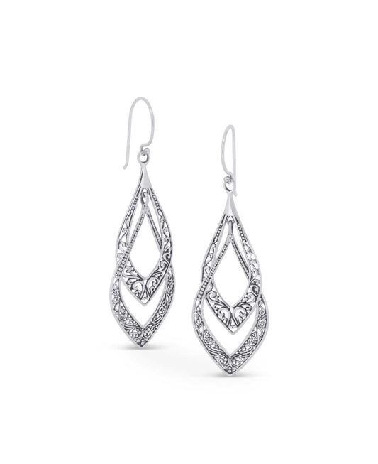 Sterling Silver Interlocking Teardrop Dangle Earrings