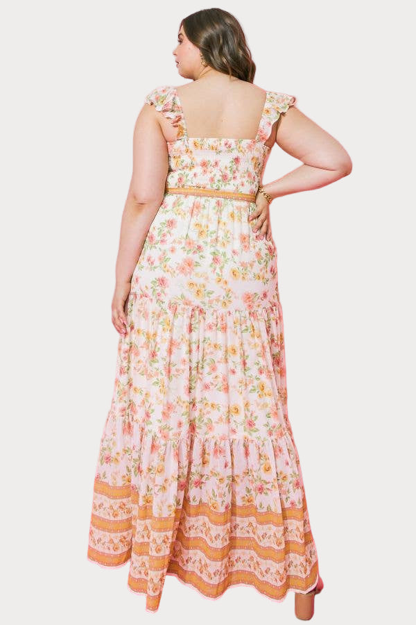 Plus | Floral Smocked Maxi Dress