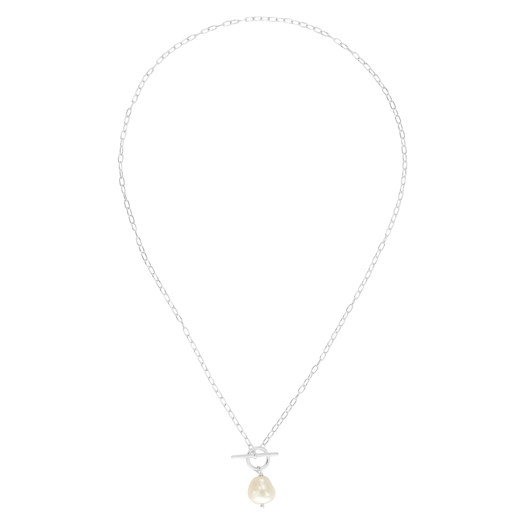 'Center Attention'  Silver Freshwater Pearl Necklace
