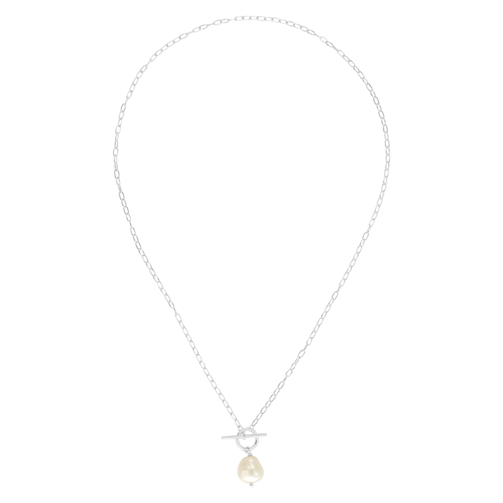 'Center Attention'  Silver Freshwater Pearl Necklace
