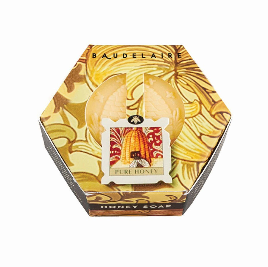 hexagon boxed honey soap with embossed honeycomb design