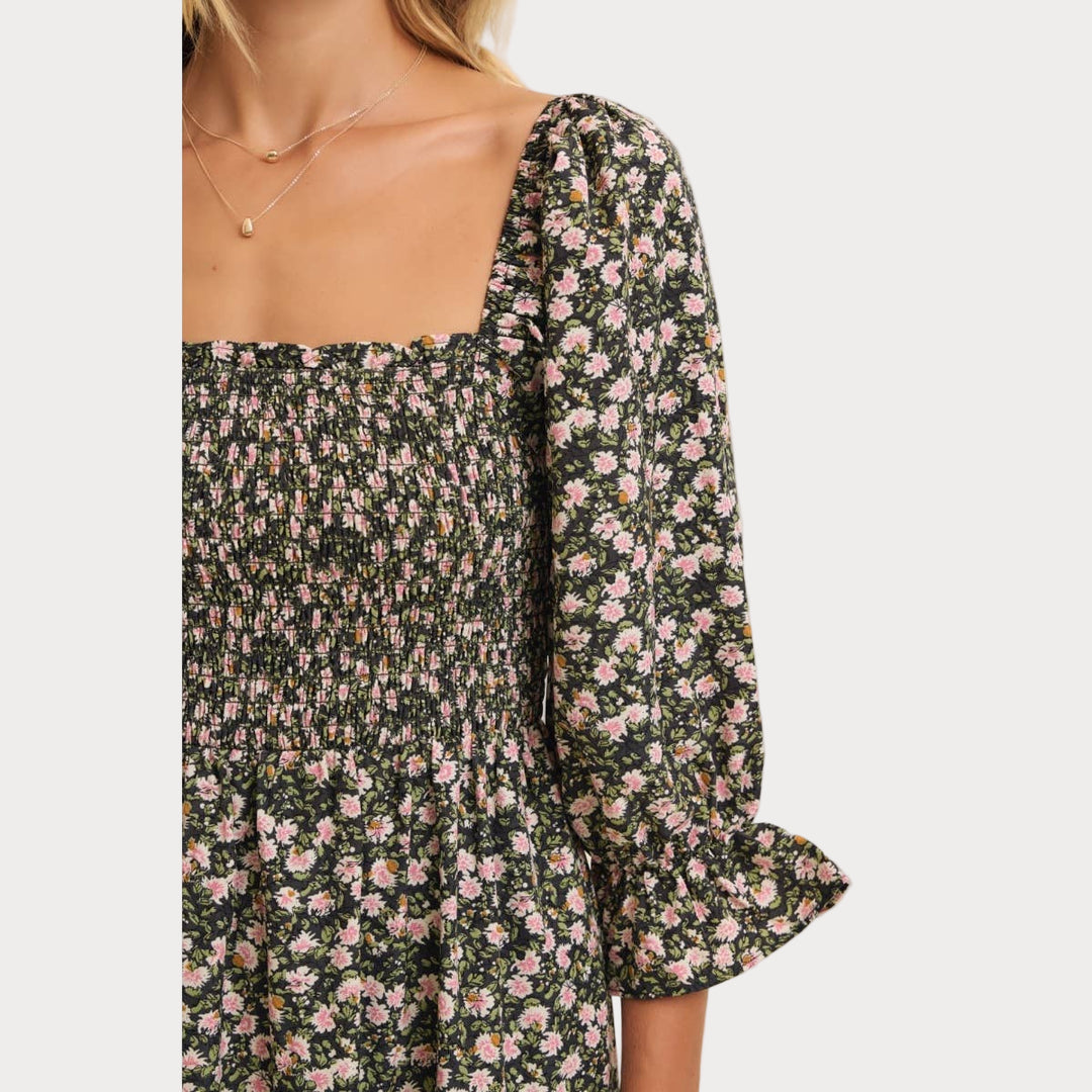 Floral Smocked Dress w/ Tiered Ruffles