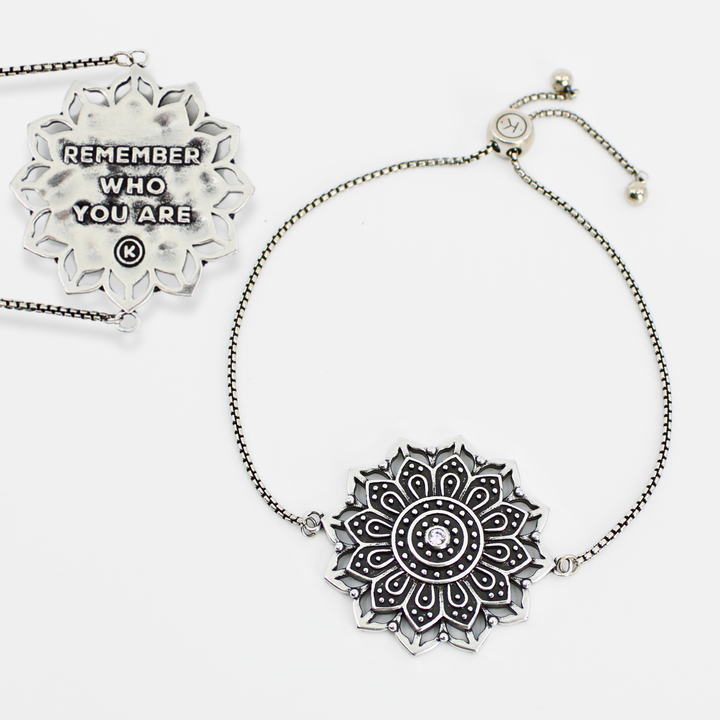 Remember Who You Are Crystal Mandala Slider Bracelet