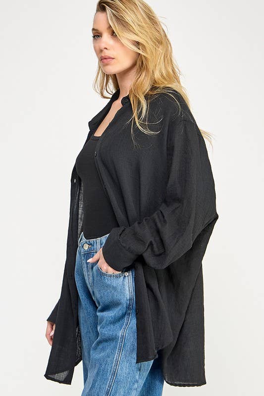 WASHED SUPER SOFT SEE THROUGH BUTTON DOWN SHIRTS
