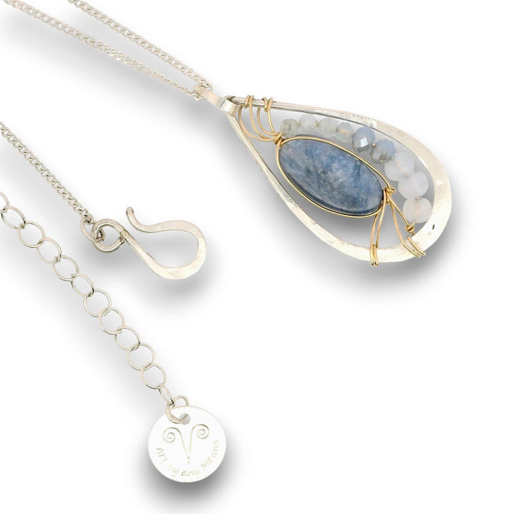 Washed Denim Blue Kyanite Pendant Necklace