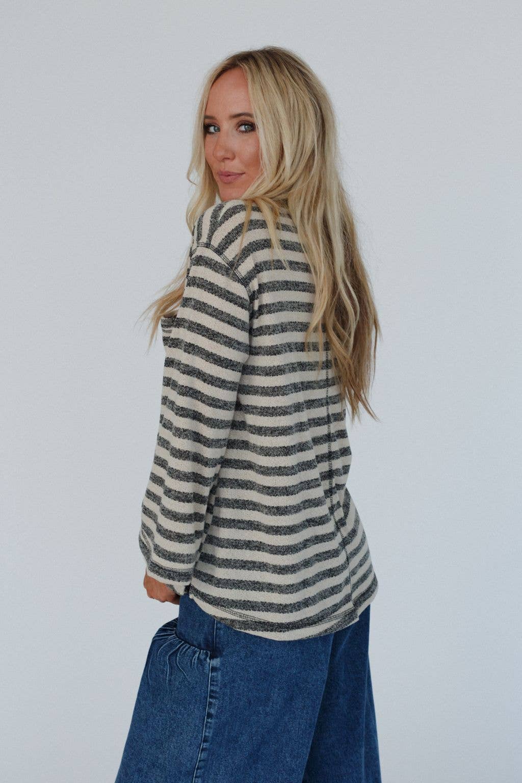 Endless Love Striped Top - Charcoal