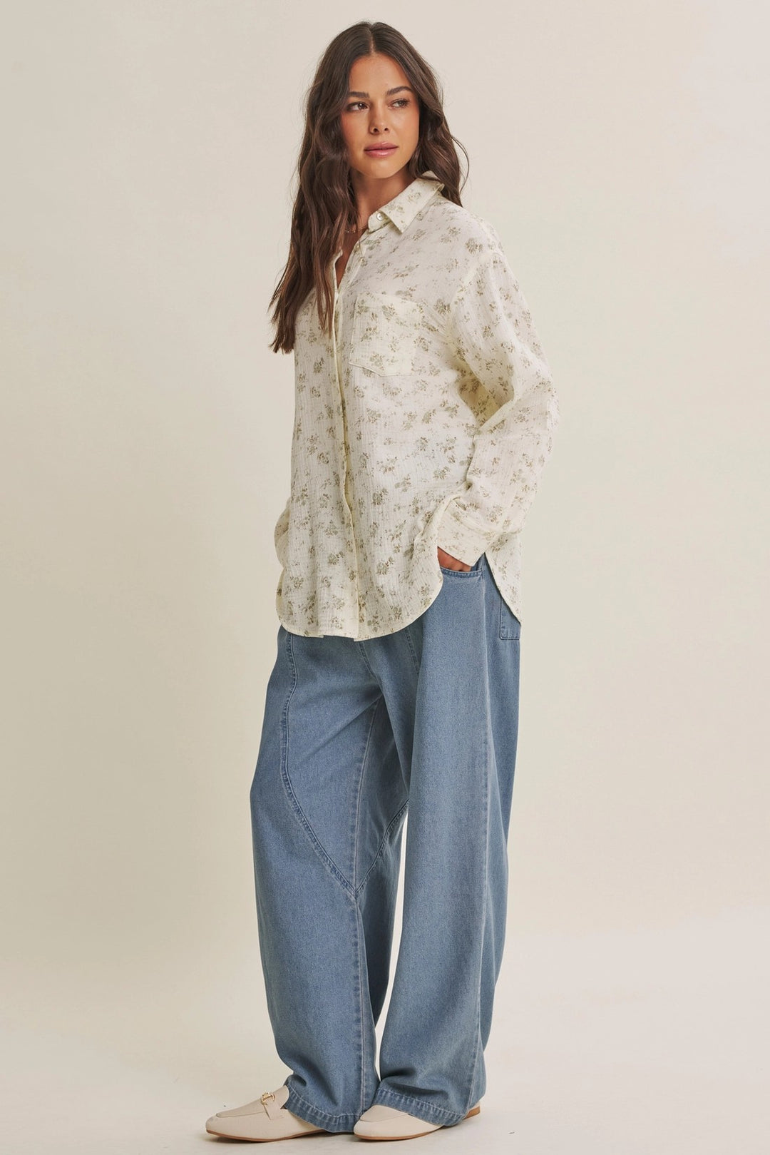 The Lillian Floral Cotton Gauze Button-Up