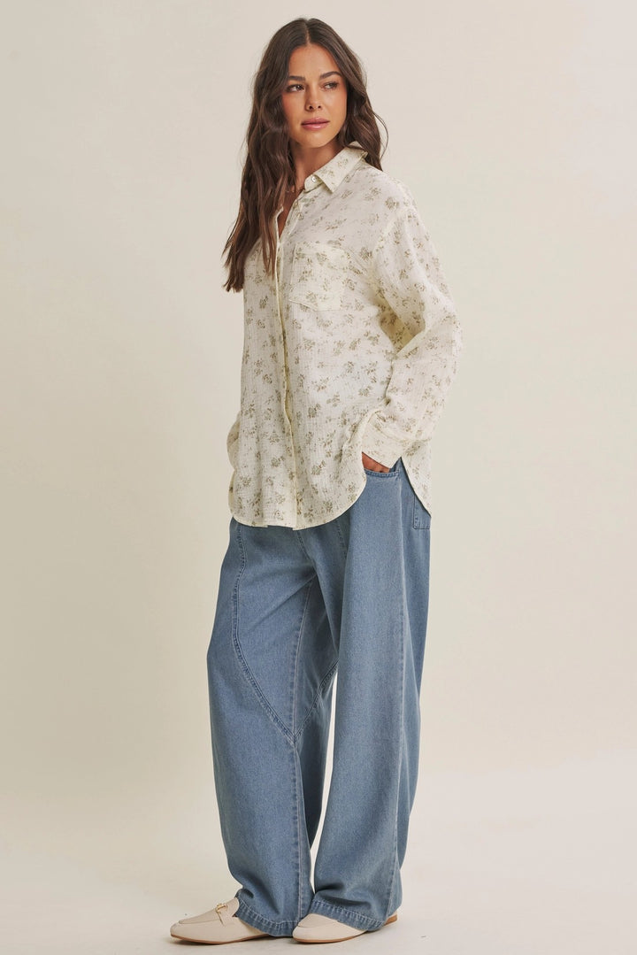 The Lillian Floral Cotton Gauze Button-Up
