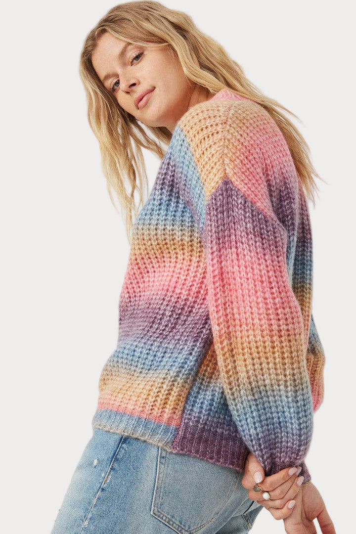Ombre Striped Chunky Knit Sweater – Cozy Layers