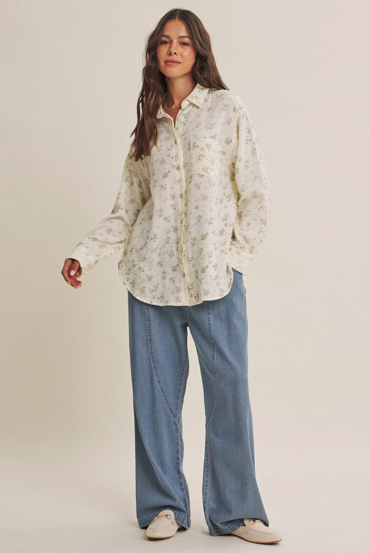 The Lillian Floral Cotton Gauze Button-Up