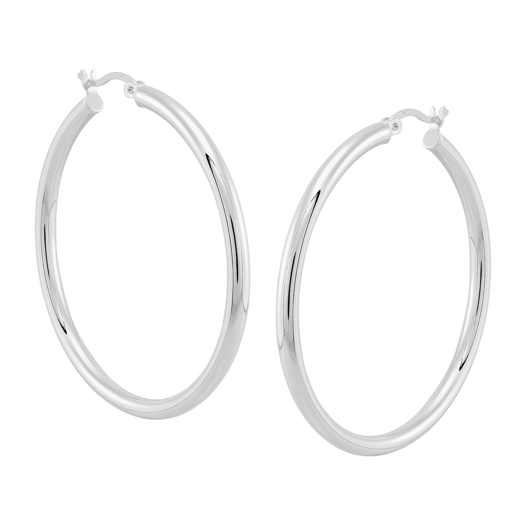 'Smooth Falling' Hoop Earrings in Sterling Silver