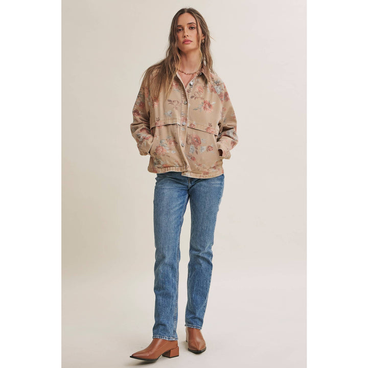 Wild Rose Vintage Floral Twill Jacket