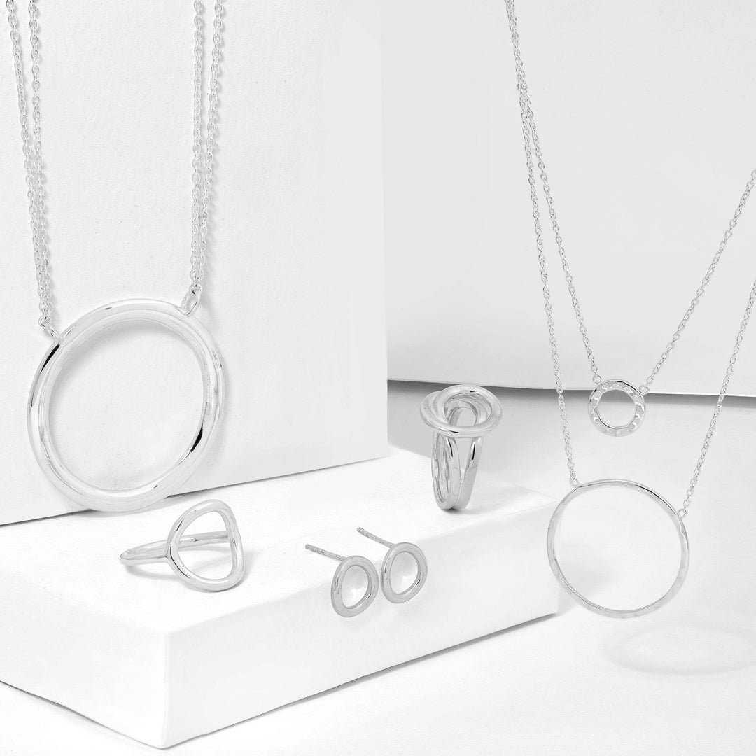 'Karma' Open Circle Stud Earrings in Sterling Silver