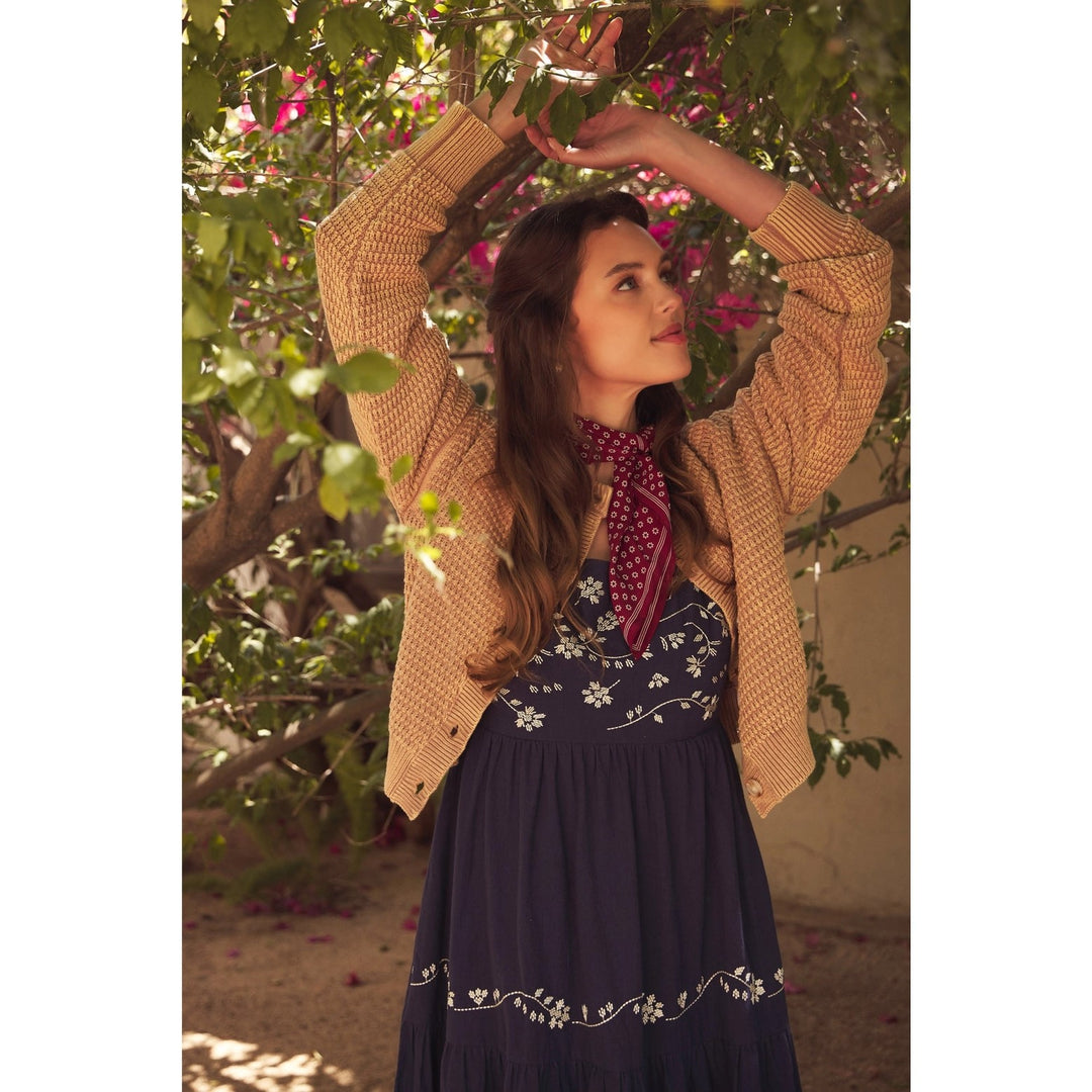 Cozy Cable Knit Cardigan | Tan Mineral-Washed Sweater
