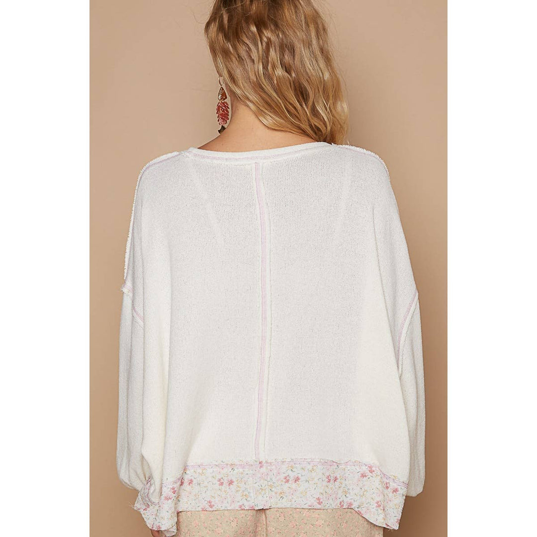 Round neck long sleeve LOVE solid top