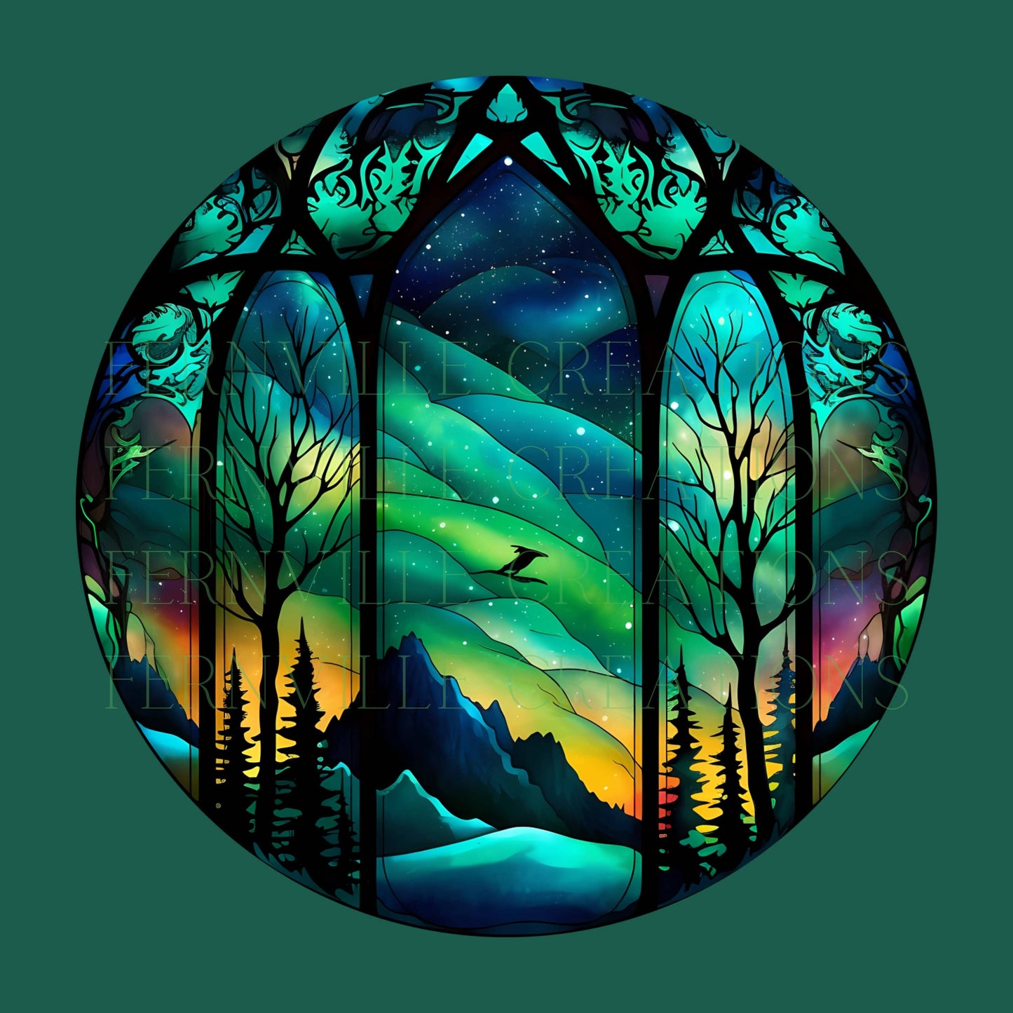 Northern Lights Stained Glass Christmas Tree Ornament